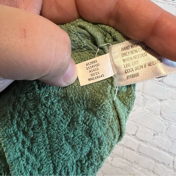 LANE BRYANT Green Embroidered Top Size 14/16 Cotton Short Sleeve Tie Front Boho - Picture 8 of 10